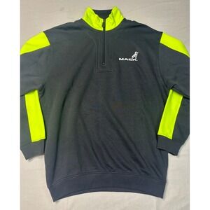 Elis Mack Trucks Quarter Zip Sweatshirt Mens Medium Grey Neon Yellow Workwear